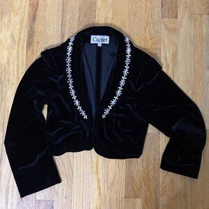 Cachet Black Velvet Embellished Bolero Jacket